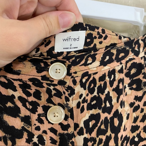 Wilfred Aritzia Amelie Leopard Print Button Front Midi Skirt - Picture 6 of 9